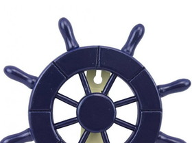 Handcrafted Model Ships Wheel-6-104 Dark Blue Decorative Ship Wheel with Hook 8&quot;