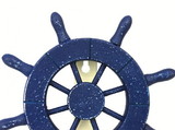 Handcrafted Model Ships Wheel-6-105 Rustic All Dark Blue Decorative Ship Wheel with Hook 8"