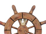 Handcrafted Model Ships Wheel-6-107 Rustic Wood Finish Decorative Ship Wheel with Hook 8"
