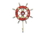 Handcrafted Model Ships Wheel-6-110-Sailboat Rustic Red and White Decorative Ship Wheel with Sailboat and Hook 8&quot;