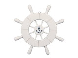 Handcrafted Model Ships Wheel-9-101-anchor White Decorative Ship Wheel With Anchor 9