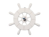 Handcrafted Model Ships Wheel-9-101-seagull White Decorative Ship Wheel With Seagull 9
