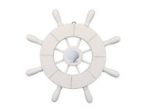 Handcrafted Model Ships Wheel-9-101-seashell White Decorative Ship Wheel With Seashell 9