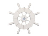 Handcrafted Model Ships Wheel-9-101-starfish White Decorative Ship Wheel With Starfish 9