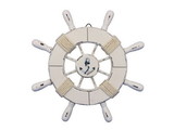 Handcrafted Model Ships Wheel-9-102-anchor Rustic All White Decorative Ship Wheel With Anchor 9