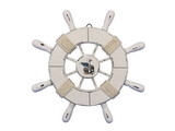 Handcrafted Model Ships Wheel-9-102-seagull Rustic All White Decorative Ship Wheel With Seagull 9