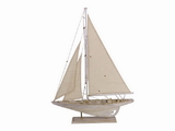 Handcrafted Model Ships Yacht-34-WW Wooden Rustic Whitewashed Pacific Sailer Model Sailboat Decoration 35