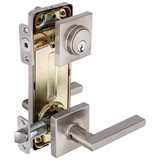 Harney Hardware 87435 Harper Interconnected Lock, Reversible Passage Lever, UL Fire Rated, ANSI 2, Satin Nickel