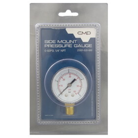 Custom Molded Products 25501-020-800 0-60 Pressure Gauge, Bot/Side Mount Clam Shell Pack