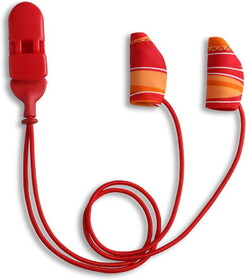 Ear Gear Micro Corded (Binaural), Up to 1" Hearing Aids, Orange-Red