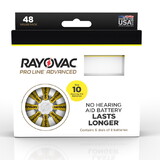 Rayovac Proline Advanced Mercury Free Hearing Aid Batteries 48/Box Size 10