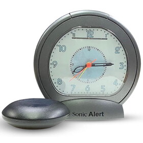 Sonic Alert Sonic Boom SBA475ss Vibrating Analog Alarm Clock, Dark Grey
