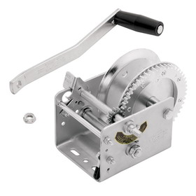 Fulton 142414 Two Speed Trailer Winch, 2600 lbs., 2-Speed, Mounting Holes On Center, w/o Strap