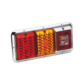 Bargman 47-85-004 LED Recessed Taillights #84/85 Series Taillight Horizontal Mount with Red/Amber LED, Incandescent Backup with Chrome Base