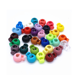 Muka 100PCS Plastic Toggle Single Hole Spring Loaded Elastic Cord Locks, Multiple Colors, 0.3-IN/0.3-IN/8MM Hole