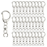 Muka 100PCS Key Ring with Chain, Split D-Snap Hooks Clips, Metal Keychain Parts for DIY Crafts