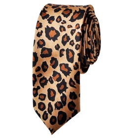 TOPTIE Unisex Fashion Leopard Spotted Print Skinny 2" Necktie Tie, Gift Idea