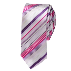TopTie Purple And White Stripe Skinny 2" Inch Necktie, Discount Neckties, Designer's Tie