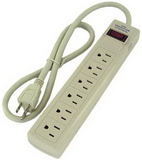 IEC ADP8000 Surge Suppresser Strip with 6 Outlets and 3 Foot Cord with Perpandicular Sockets