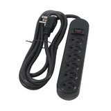 IEC ADP8004BK-09 Power Strip Black UL 6 Perpendicular Outlets with Rotating Safety Caps 9 foot cord