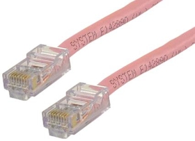 IEC L6002-NB-03 10 or 100 Base TX PINK Crossover Cable No Boots 3'
