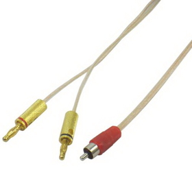 IEC L74252-06 16 AWG Speaker wire with RCA Male Red to 1 pair Banana Plugs 6'