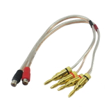 IEC L74256-06 16 AWG Speaker wire pair with RCA Female (Black and Red) to 2 pair Banana Plugs 6'