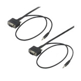IEC M13274-10 VGA Monitor and 3.5mm Audio Cable with thin boots Male to Male High Resolution 10'