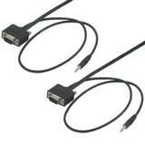 IEC M13274-15 VGA Monitor & 3.5mm Audio Cable with thin boots Male to Male High Resolution 15'