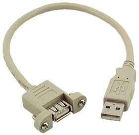 IEC M2402-MT-8IN USB Type-A Extension and Panel Mount Cable 8 inches (USB 2.0 Compliant)