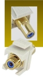 IEC RJRCABLF-F-WH-G Blue RCA Female to Female Connector with Gold Contacts on White Keystone
