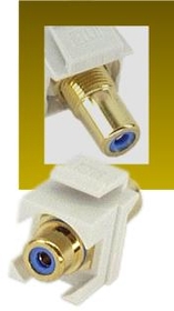 IEC RJRCABLF-F-WH-G Blue RCA Female to Female Connector with Gold Contacts on White Keystone