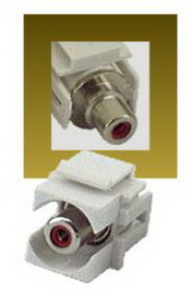 IEC RJRCARF-F-WH Red RCA Female to Female Connector on White Keystone
