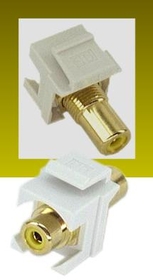 IEC RJRCAYF-F-WH-G Yellow RCA Female to Female Connector with Gold Contacts on White Keystone