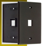 IEC WB10801 Black Plastic Wall Plate with 1 Cutout for a Keystone Insert