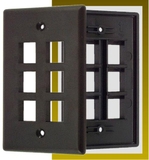 IEC WB10806 Black Plastic Wall Plate with 6 Cutout for a Keystone Insert