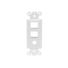 IEC WDH342011 White Decora Insert with Two Keystone and One 3/8 inch (for F100) Cutouts