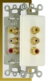 IEC WDH631511 White Decora Insert with Three RCAs (Red - White - Yellow)