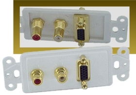 IEC WDH661511 White Decora Insert with One VGA and Two RCAs (Red - White)