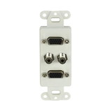 IEC WDH662562 White Decora Insert with Two VGAs and One 3.5mm Stereo Jack