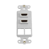 IEC WDH682342 White Decora Insert with Two HDMI and Two Keystone Cutouts