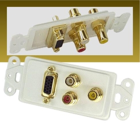 IEC WDH721661 White Decora Insert with One VGA and Three RCAs (Red - White - Yellow)
