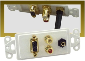 IEC WDH931511 "White Decora Insert with One VGA, One 3.5mm Stereo Jack, and Two RCAs (Red - White)"