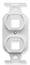 IEC WH00702 White Duplex Receptacle Insert with Two Keystone Cutouts