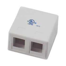 IEC WH00802A White Plastic Surface Box ( Biscuit ) with 2 Cutouts for Keystone Inserts