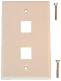 IEC WH10802 White Plastic Wall Plate with 2 Cutouts for Keystone Inserts