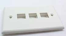 IEC WH10803 White Plastic Wall Plate with 3 Cutouts for Keystone Inserts