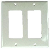 IEC WH20002 White Plastic Two Gang Wall Plate with 2 Decora Cutouts