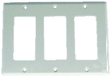 IEC WH30003 White Plastic Three Gang Wall Plate with 3 Decora Cutouts