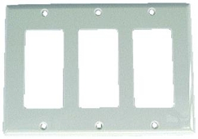 IEC WH30003 White Plastic Three Gang Wall Plate with 3 Decora Cutouts